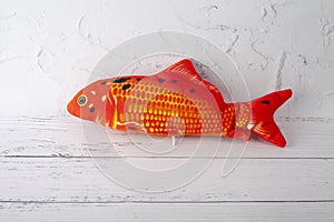 Cat`s toy fish isolated on white background