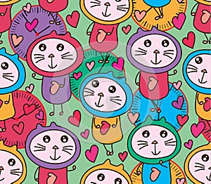 Cat same psychiatric 24 hour seamless pattern photo