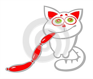 Cat and sausages