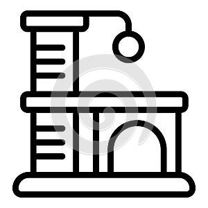 Cat scratcher post house icon outline vector. Playing amusement kitten accessory