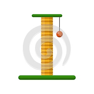 Cat scratching post and ball toy isolated on white background. Cat tree, Furniture for kittens. Cat playground