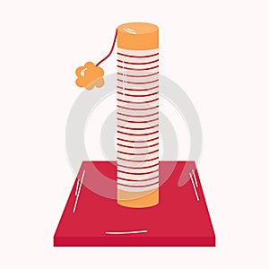 Cat scratching post with pompom.