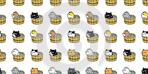 cat seamless pattern bathtub shower vector kitten calico munchkin neko pet cartoon doodle
