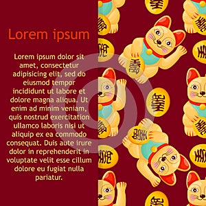 Cat seamless pattern lucky cat japan Maneki Neko vector kitten calico scarf isolated repeat background tile wallpaper