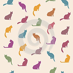 Cat seamless pattern. Pets background.