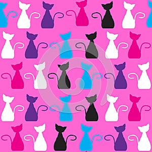 Cat seamless pattern and seamless pattern in swatc