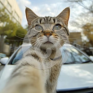 cat selfie, AI generated