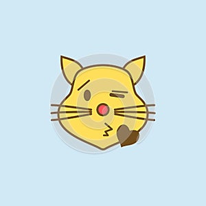 the cat sends kisses 2 colored line icon. Simple yellow and brown element illustration. the cat sends kisses concept outline symbo
