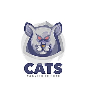 Cat shield mascot sport design logo