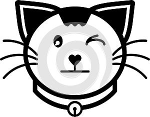 Cat silent flat icon illustration vector solid color
