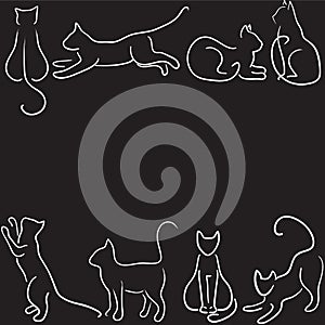 Cat silhouette border