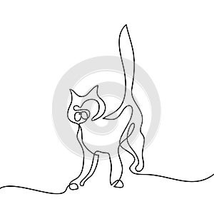 Cat silhouette logo. Continuous line drawing