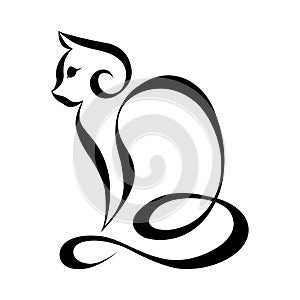 Cat silhouette logo.Continuous line