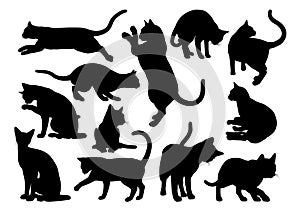 Cat Silhouette Pet Animals Set