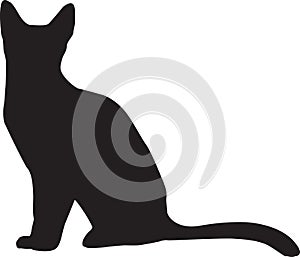 cat silhouette sticker vector, Black cat logo design