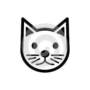 Cat simple vector icon. Black and white illustration of cat. Outline linear cat head icon.