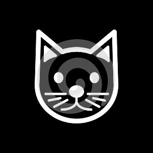 Cat simple vector icon. Black and white illustration of cat. Outline linear cat head icon.