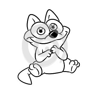 Cat sitting smile parody animal character illustration cartoon contour coloring