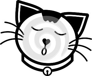 Cat sleep flat icon illustration vector solid color