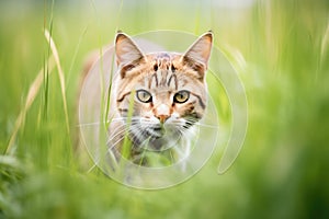 cat stalking through long grass