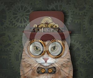 Cat steampunk in metal bow tie 3