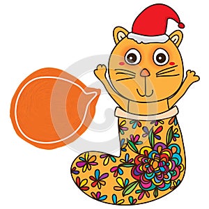 Cat stocking Christmas hat card