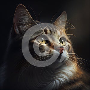 cat studio light on background, generative ai