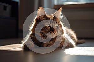 Cat sunbathing. Generate Ai