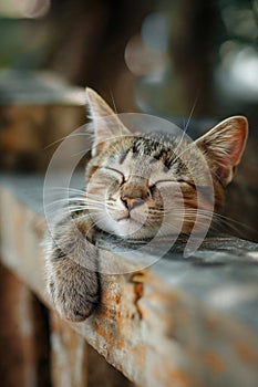 Cat is taking a nap. Cute cat kitten sleeping