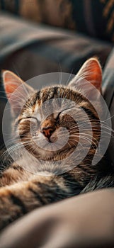 Cat is taking a nap. Cute cat kitten sleeping