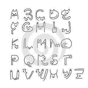 Cat A to Z alphabet villustration