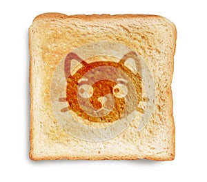 Cat on toasted bread