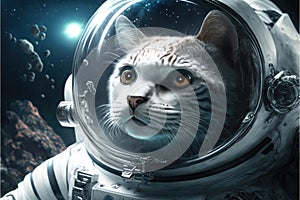 Cat travelling into space, generated ai