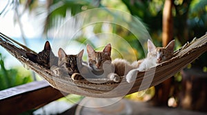 cat vacation in a nice resort, relax, cat-friendly, cats, chil