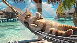 cat vacation in a nice resort, relax, cat-friendly, cats, chil