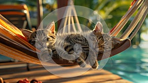 cat vacation in a nice resort, relax, cat-friendly, cats, chil