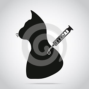 Cat vaccine to prevent illness icon, medical concept