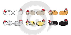 Cat vector Christmas Santa Claus hat kitten calico icon logo sleeping symbol cartoon character illustration doodle design