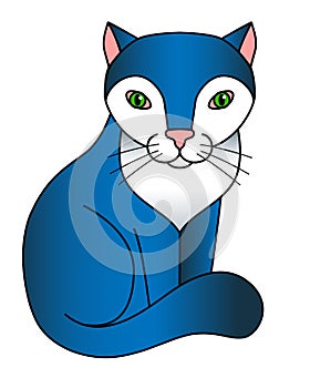 Cat - vector full color picture for childrens prints and books. Sitting kitten. Cute kitty