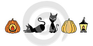 Cat vector Halloween kitten pumpkin lamb black calico icon logo symbol ghost cartoon character doodle illustration design