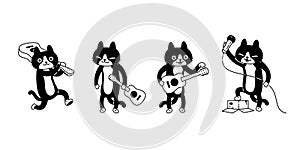 Cat vector kitten calico icon guitar ukulele bass cartoon character logo symbol isolated doodle illustration clip art design