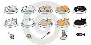 Cat vector kitten calico icon logo sleeping pillow symbol cartoon character doodle illustration design
