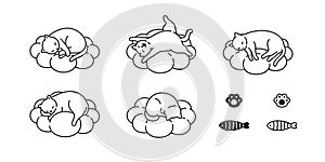 Cat vector kitten calico icon sleeping cloud fish paw footprint pet cartoon character symbol scarf illustration doodle design