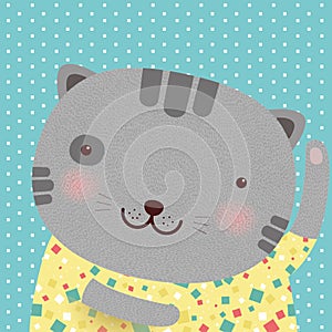 Cat vector, pets cartoon children illustration, vector