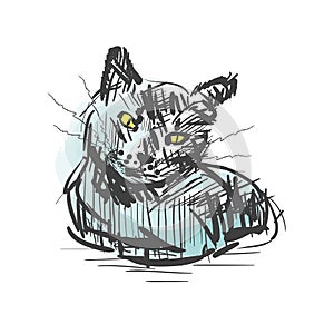 Cat. Vector sketch isolated on awhite background. Cat in artictic style