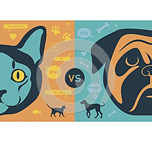 Cat vs dog infographic illustration