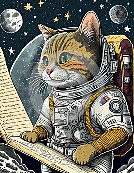 cat wearing astronaut spacesuit.Cute cat astronaut design