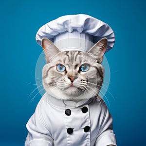 Cat wearing chef's outfit and Chef hat. Generative AI