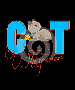 Cat whisperer illustration with ball of yarn photo