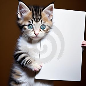 Cat and white board,generated illustration with ai